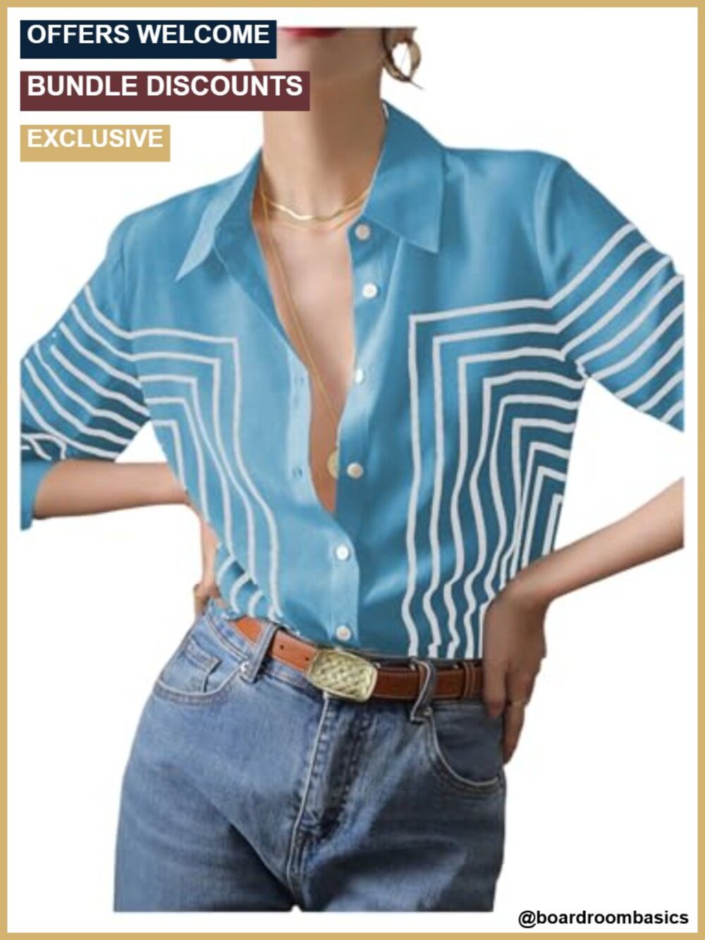 Striped Button Down Shirt Blouse Long Sleeve Lightweight